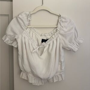 MINKPINK White Ruffle Puff Sleeve Blouse